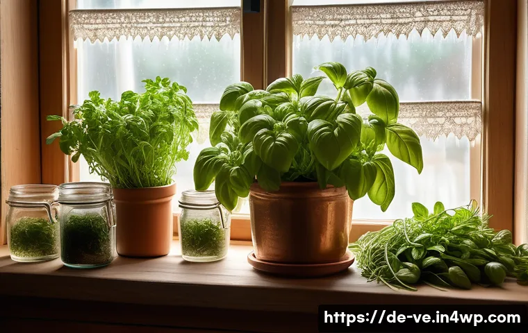 허브 풍미를 강조하는 조리법 - A rustic German kitchen scene featuring a wooden table with fresh herbs like basil, rosemary, thyme,...