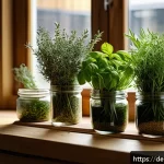 Home 22 허브 풍미를 극대화하는 조리법 - A bright and inviting German kitchen scene featuring fresh and dried herbs displayed side by side: v...