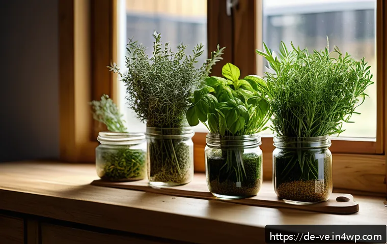 허브 풍미를 극대화하는 조리법 - A bright and inviting German kitchen scene featuring fresh and dried herbs displayed side by side: v...
